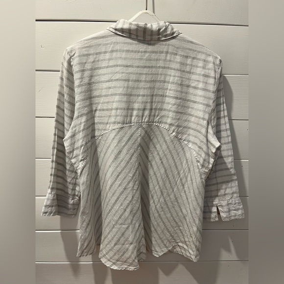 HABITAT clothes to live in - 100% Linen Striped Shirt - Size L ☀️ - Picture 7 of 10